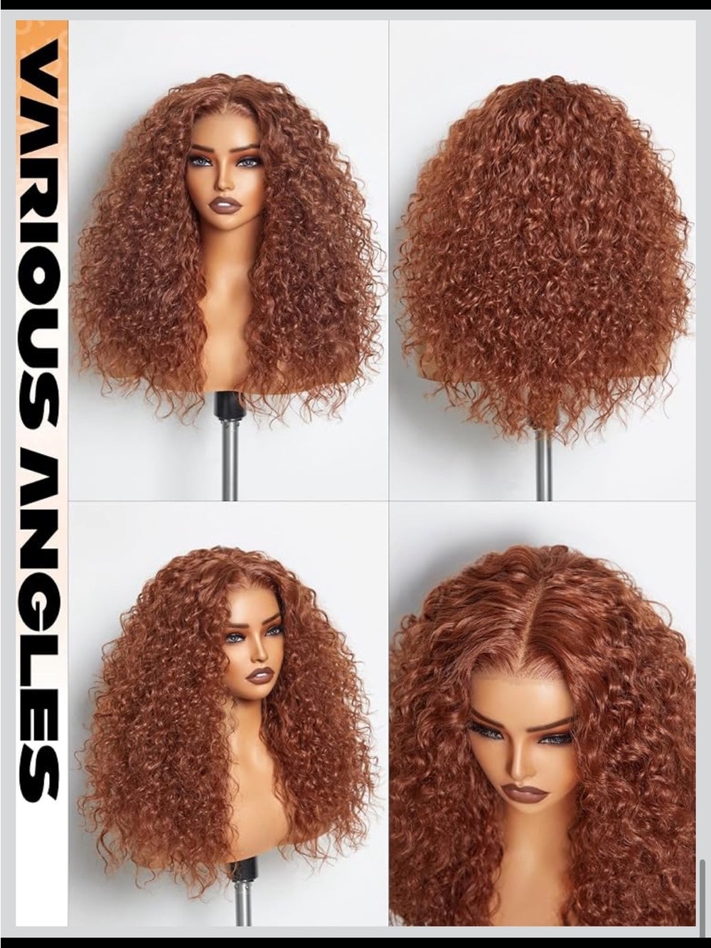 20” Kinky Curly Ginger Brown Lace Front Wig - New in Box - Picture 6 of 8